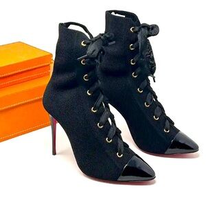 Christian Louboutin ‘Frenchie’ Black Tricot Boots NWOT
